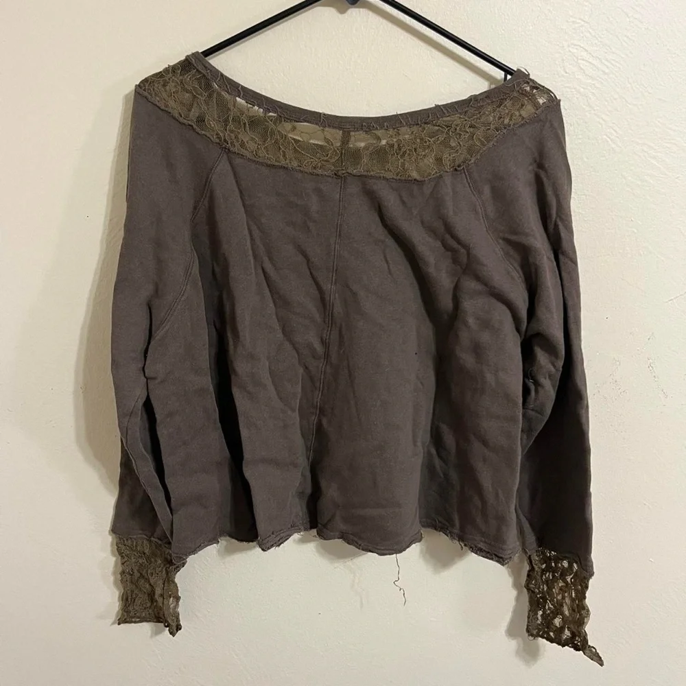 Free People Lace & Terry Top